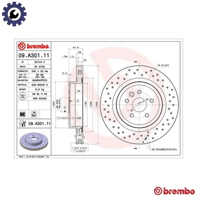 2x BRAKE DISC 09.A301.11 FOR LEXUS 2UR-GSE 5.0L 8cyl IS II - Image 1 of 4