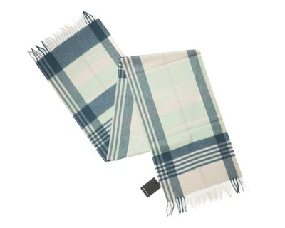 Kiton $1,950 Nuevo con Etiquetas Azul Verde Cuadros 100% Bebé Cachemira Flecos Bufanda 70"X14" Foto 1 de 3
