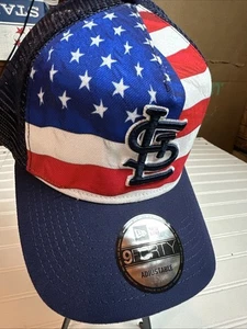 St. Louis Cardinals American Flag Mesh Hat Snapback Tags USA Hoosier Style - Picture 1 of 8