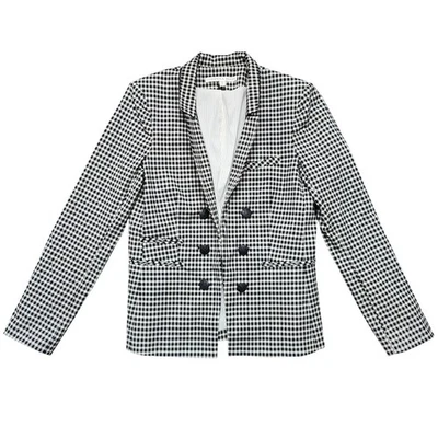 Veronica Beard Cottage Gingham Large Lapel Jacket Black White Size 10 - Image 1 of 4