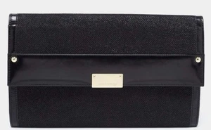 Marvelous Jimmy Choo Black Leather Glitter Reese Clutch - Picture 1 of 12