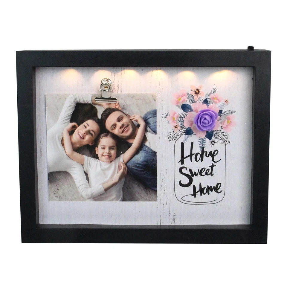 Northlight LED Lighted Home Sweet Home Picture Frame with Clip - 4" x 4" - Image 1 of 4