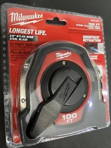 Milwaukee 100 Ft. Steel Closed Reel Long Tape, 3/8” Nylon Bond Steel Blade - Picture 1 of 3
