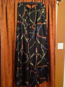 Ralph Lauren Belt Link Printed Satin Pant., XL - Picture 1 of 12