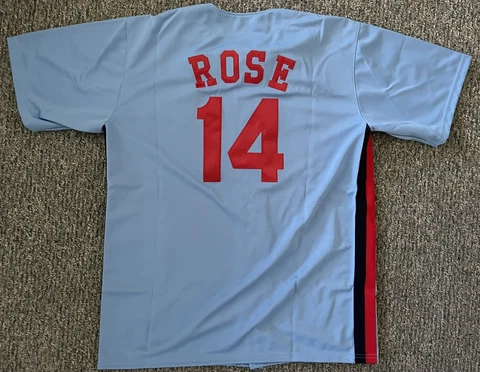 Pete Rose Montreal Expos Stitched L Jersey 4000th Hit /500 Unsigned Powder Blue Cover
