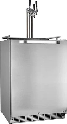 HCK 24 inch Outdoor Beverage Refrigerator，Kegerator 2 in 1,Keg Beer Cooler Sets