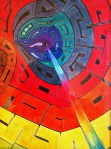 "ARCHWAY", tinta a bordo, 18" x 22", 1980, dibujo arquitectónico abstracto vórtice - Imagen 1 de 3