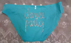 Vtg Women's PINK VICTORIA'S SECRET Extra Low Rise Bikini TURQUOISE GLITTER / L - Picture 1 of 4