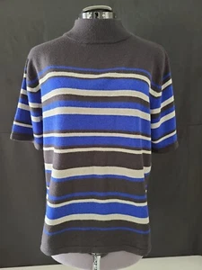 Womens Croft & Barrow Knit Striped Sparkly Top Size L Crew Neck Short Sleeve - Picture 1 of 8