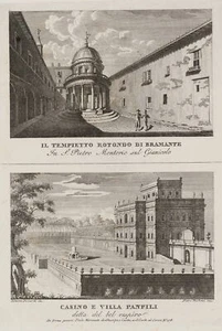 PARBONI (*1783) nach POMARDI (*1757), Tempietto Bramante, Villa Pamfili, KSt. - Bild 1 von 5