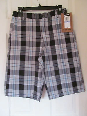 NWT Boy's Zoo York Black,White,Aqua Blue,Grey Plaid/Checkered Shorts size 18 - Image 1 of 4