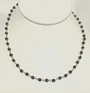New 14K Gold Black Onyx Faceted Bead Necklace - Picture 1 of 2
