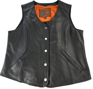 NEW First Classics Black Leather MoMotorcycle Riding Vest Womens, 2XL - Picture 1 of 9