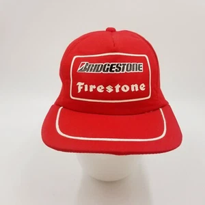 Cappello Bridgestone Firestone Vintage Rosso Snapback Schiuma Berretto Pneumatici Logo NOS Dipendente - Foto 1 di 10