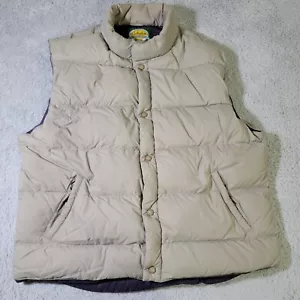 Cabelas Premier Goose Down Vest Mens XL Beige Duck Canvas Chore Workwear Cowboy - Picture 1 of 7