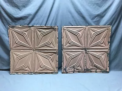 VTG Pair Decorative Deco Tin Ceiling Panels 2' x 2' Saliman 24" SQ Chic 1095-24B - Image 1 of 4