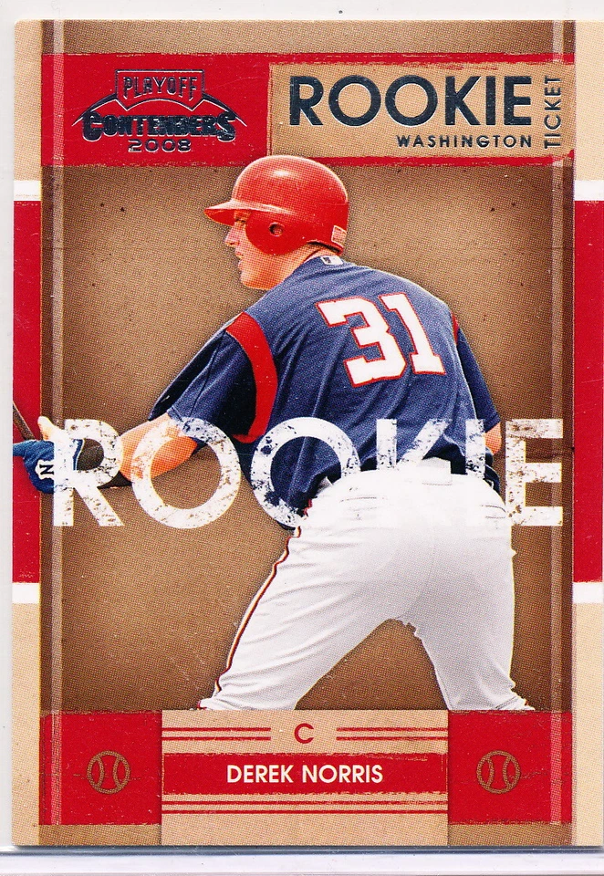 2008 PLAYOFF CONTENDERS ROOKIE TICKET #20 DEREK NORRIS RC - WASHINGTON NATIONALS - Image 1 of 1