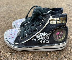 Naartjie Rachel High Top Shoes Girls Size 11 Blue Corduroy Gems Peace Corp - Picture 1 of 13