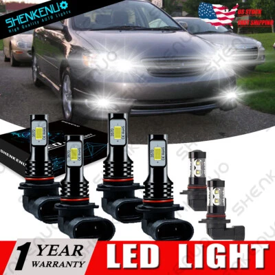 Combo de faros delanteros LED + luz antiniebla 6000 k para Toyota Corolla 2005 2006 2007 2008 Foto 1 de 4