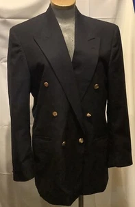 Vintage Oleg Cassini Double Breasted Black Blazer Mens R 40 100% Wool Jacket - Picture 1 of 6