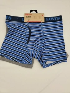 Levi's Boys' Blue Stripes & Grey Boxer Briefs 2-Pack Size Large 14/16  - Picture 1 of 6