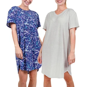 N Natori 2 Pack Sleepshirt Purple Floral & Gray Solid  Women's Sz S-M NWT - Picture 1 of 6