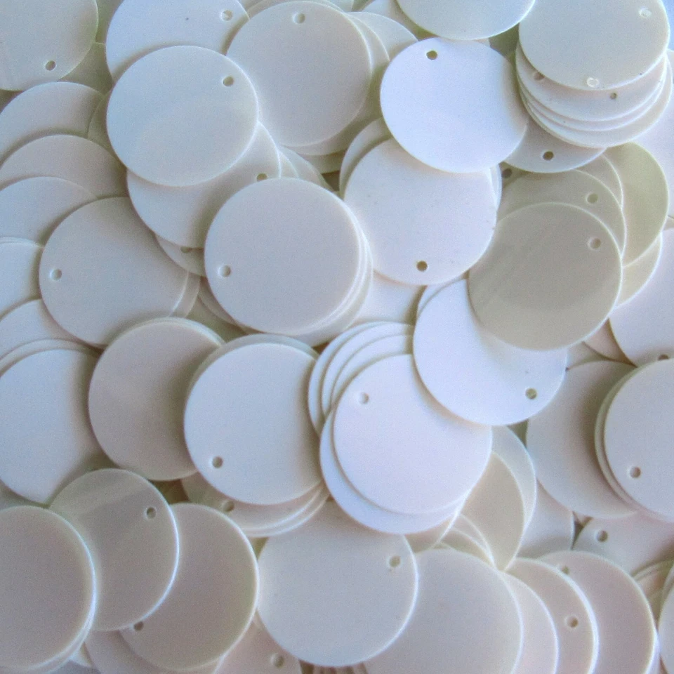 Sequins Light Cream / Lt. Ecru 20mm Paillettes / Flat 100 pieces Loose HQ - Image 1 of 1