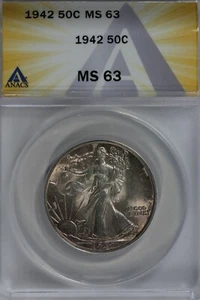 1942   50C ANACS   MS63   Walking Liberty, Lady Liberty Half, 0.50 - Picture 1 of 2