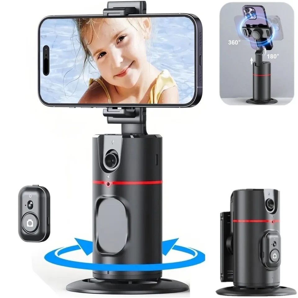 Auto Face Tracking Tripod with Remote 360° Rotation Tracking Phone Holder Stand - Image 1 of 4