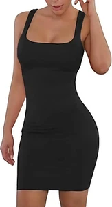 Vestito Sexy Donna Estivo Abito Corto Elegante Nero Tubino Da Sera Senza Maniche - Foto 1 di 12