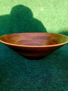 VTG AMERICAN WALNUT SERVING 13IN LG BOWL + 6 SALAD BOWLS MISMATCH SET, LOT OF 7 - Picture 1 of 11