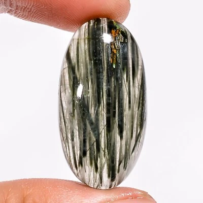34.05 Ct 100% Natural Green Rutile Quartz Oval Cabochon Gemstone 17x33x7MM BC-61 - Image 1 of 4
