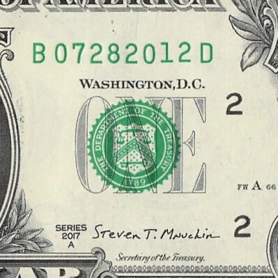 JULY 28 2012 Birthday Fancy Serial Number Date Note One Dollar Bill 07 28 2012 - Image 1 of 4