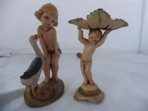 2 Fontanini Depose Italy Figurines Girl & Goose 715 & Baby Holding Bowl 86 - Picture 1 of 4