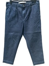 Zara Mens Indigo Blue Cropped Loose fit Denim Chino Jeans Size 34