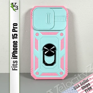 Case for iPhone 15 Pro - Bubblegum Sky | Dual Layer | Ring Holder & Kickstand - Picture 1 of 20