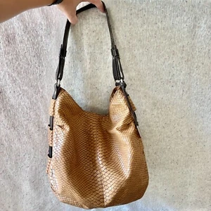 Furla Leather Snakeskin Embossed Brown Hobo Bag RARE FIND - Picture 1 of 12