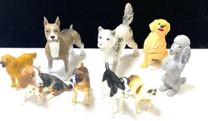 9 Dog Figurines Poodle Boxer Golden Beagle Bull Dog hard rubber play toys - Picture 1 of 3