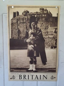 Britain Scotland Piper Edinburgh Castle Poster 20x30" UK Travel Assoc VTG - Picture 1 of 10