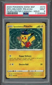 Pokemon Special Delivery Pikachu Center Canada Holo Promo SWSH074 PSA 9 MINT - Picture 1 of 2