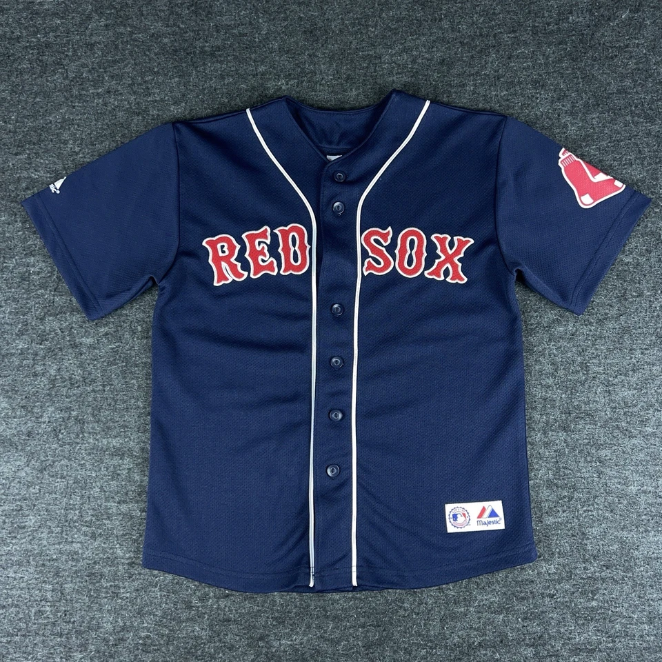 Camiseta Boston Red Sox Youth 10/12 azul marinho David Ortiz Majestic costurada anos 00 vintage - Imagem 1 de 4