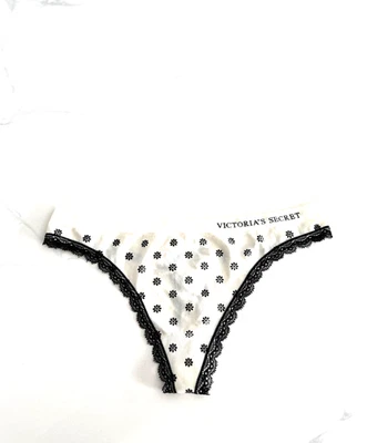 Victoria's Secret Body de Victoria Tanga Sin Costuras Ribete Encaje Panty Blanco Floral Foto 1 de 2