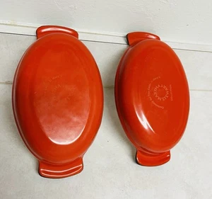 2 Martha Stewart Red Enamel Cast Iron Oval Au Gratin Baking Dish - Picture 1 of 5