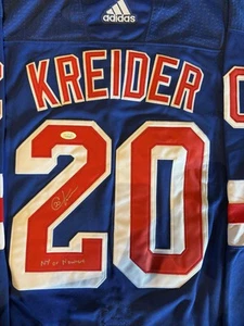 NEW YORK RANGERS CHRIS KREIDER SIGNED JERSEY WITH INSCRIPTIONS WITH JSA CERT!!! - Picture 1 of 4