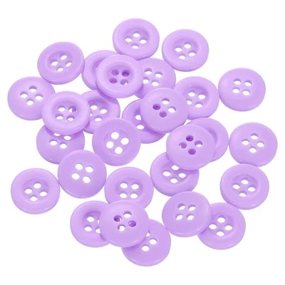 60 botones de costura 18L 15/32" resina redondos planos 4 agujeros botones artesanales, púrpura Foto 1 de 4