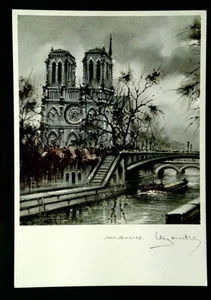 Vintage 1981 Paris Notre-Dame & Seine Photochrome Lithograph Postcard - Picture 1 of 2