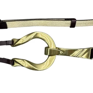Chico's braun Leder gold Hufeisen Schnalle verstellbar Hüftgürtel Damen S/M - Bild 1 von 10