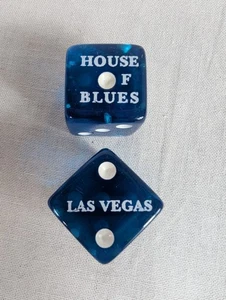 Las Vegas House of Blues Dice Blue White Casino Gaming Craps Sic Bo Collectors - Picture 1 of 6