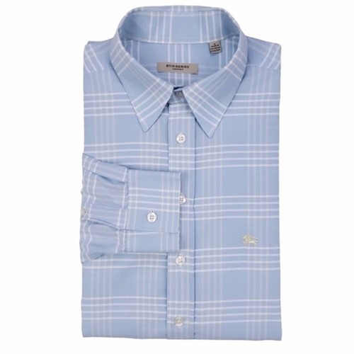 Camicia elegante Burberry blu e bianca a quadri L