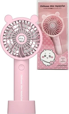 Mini ventilador portátil Chiikawa flor de cerejeira USB recarregável ventilador de mesa Japão - Imagem 1 de 4